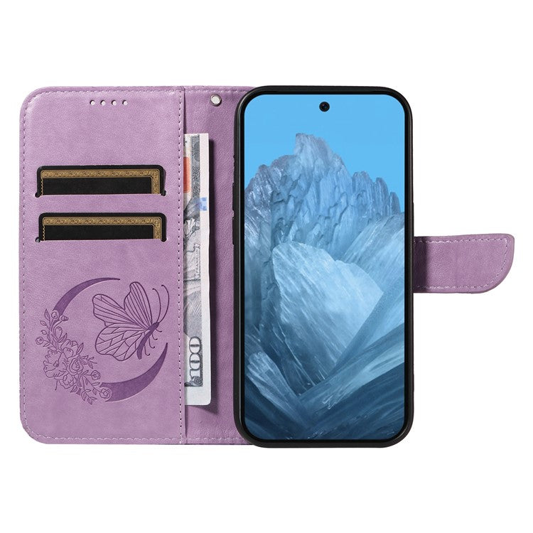 For Google Pixel 9 / 9 Pro Case Pattern Imprint Scratch Resistant Leather Wallet Phone Cover - Light Purple