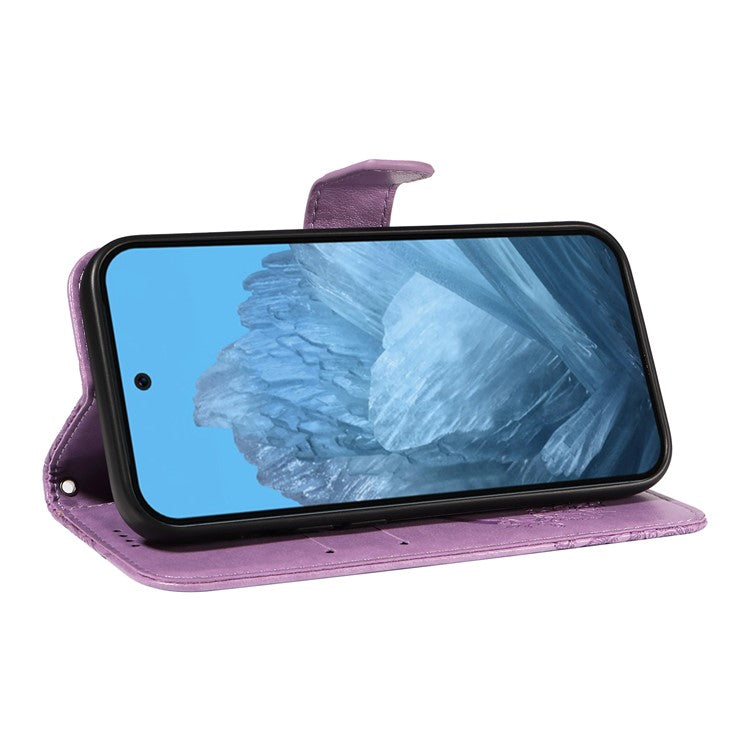 For Google Pixel 9 / 9 Pro Case Pattern Imprint Scratch Resistant Leather Wallet Phone Cover - Light Purple
