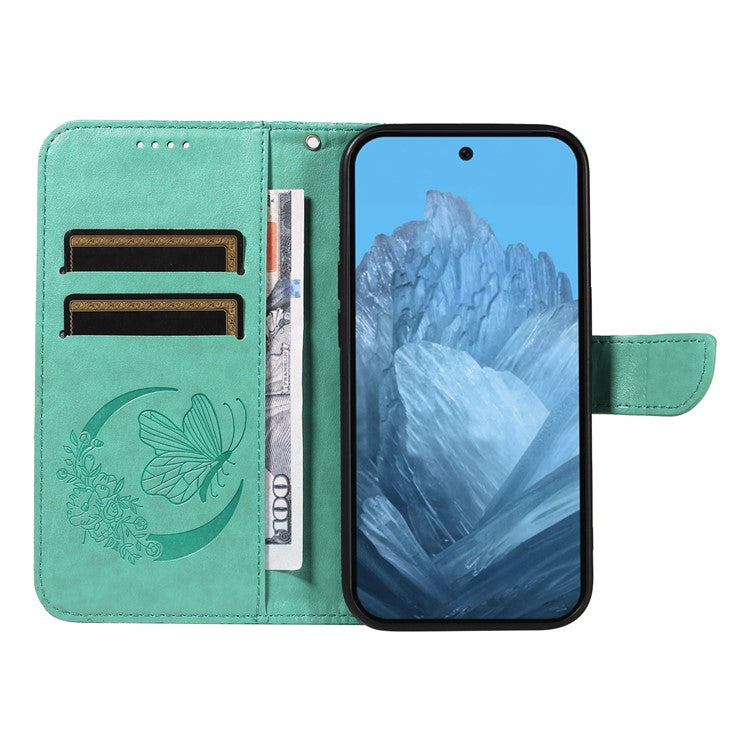 For Google Pixel 9 / 9 Pro Case Pattern Imprint Scratch Resistant Leather Wallet Phone Cover - Green