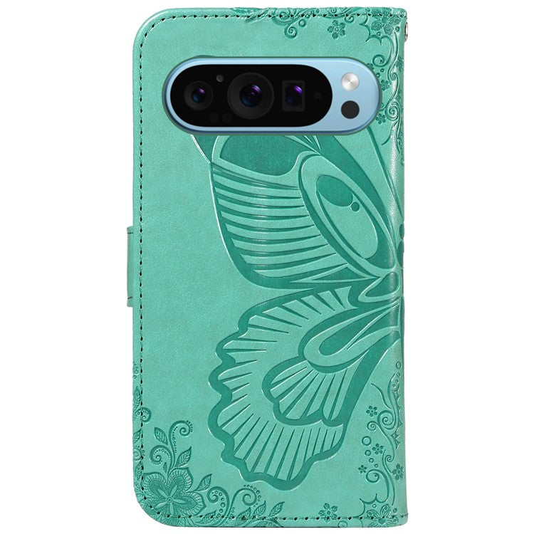For Google Pixel 9 / 9 Pro Case Pattern Imprint Scratch Resistant Leather Wallet Phone Cover - Green
