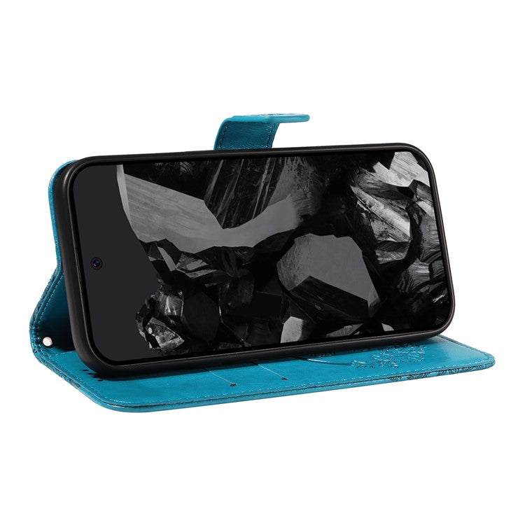 For Google Pixel 9 Pro / Pixel 9 Case Flip Stand PU Leather Phone Cover Swallowtail Butterfly - Blue