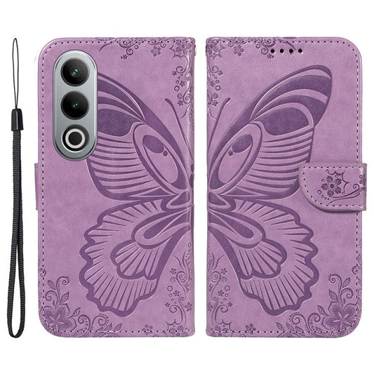 For OnePlus Ace 3V 5G Case Leather Wallet Flip Stand Butterfly Pattern Phone Cover - Light Purple
