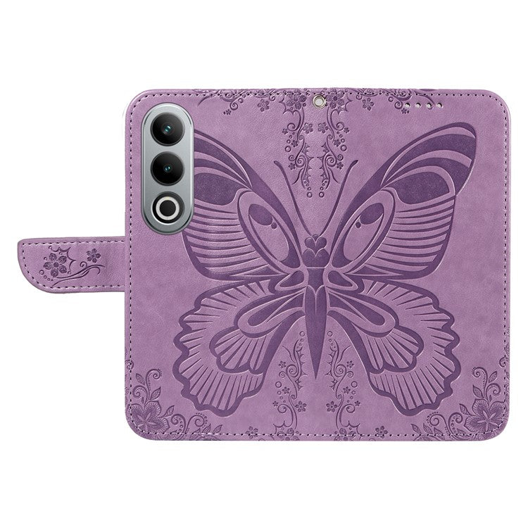 For OnePlus Ace 3V 5G Case Leather Wallet Flip Stand Butterfly Pattern Phone Cover - Light Purple