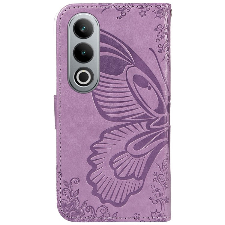 For OnePlus Ace 3V 5G Case Leather Wallet Flip Stand Butterfly Pattern Phone Cover - Light Purple