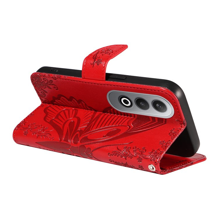 For OnePlus Nord CE4 5G Phone Case Wholesale Butterfly Leather Wallet Cover - Red