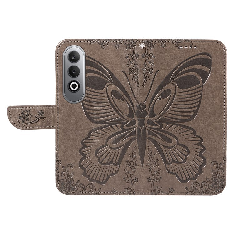 For OnePlus Nord CE4 5G Phone Case Wholesale Butterfly Leather Wallet Cover - Grey