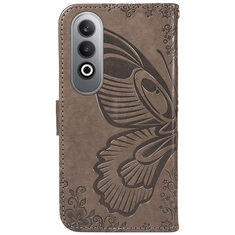 For OnePlus Nord CE4 5G Phone Case Wholesale Butterfly Leather Wallet Cover - Grey