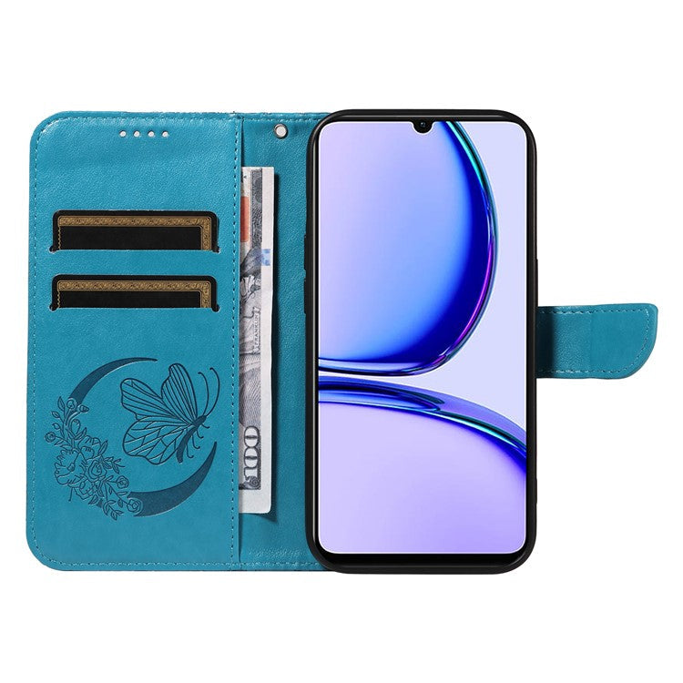 For Realme C53 (India) / Note 50 4G Case Butterfly Pattern Wallet Stand Leather Cover - Blue