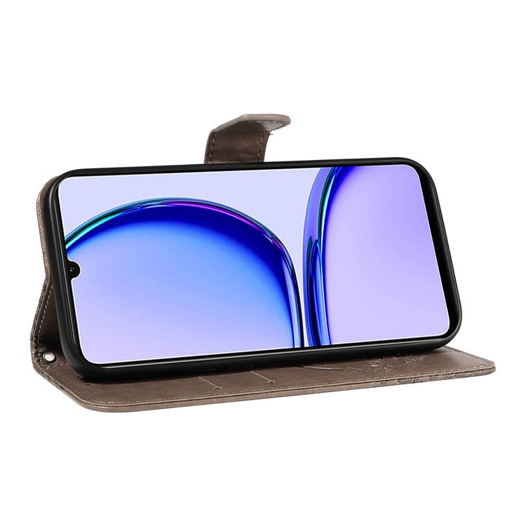 For Realme C53 (India) / Note 50 4G Case Butterfly Pattern Wallet Stand Leather Cover - Grey