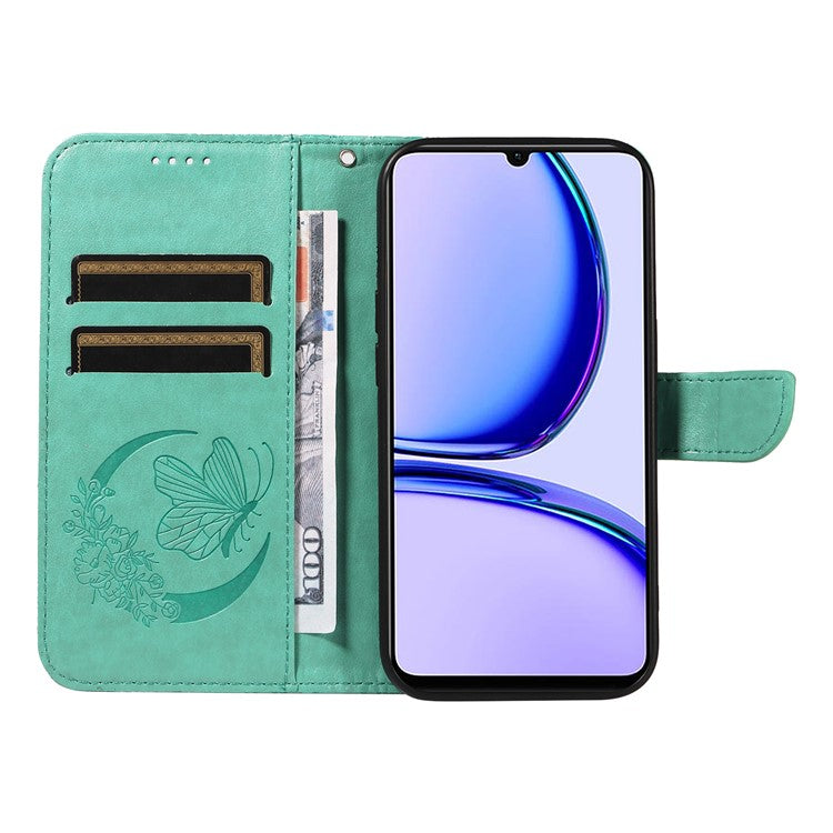 For Realme C53 (India) / Note 50 4G Case Butterfly Pattern Wallet Stand Leather Cover - Green