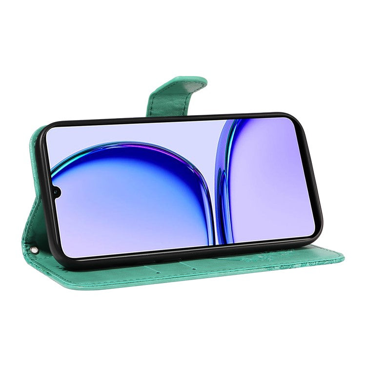For Realme C53 (India) / Note 50 4G Case Butterfly Pattern Wallet Stand Leather Cover - Green