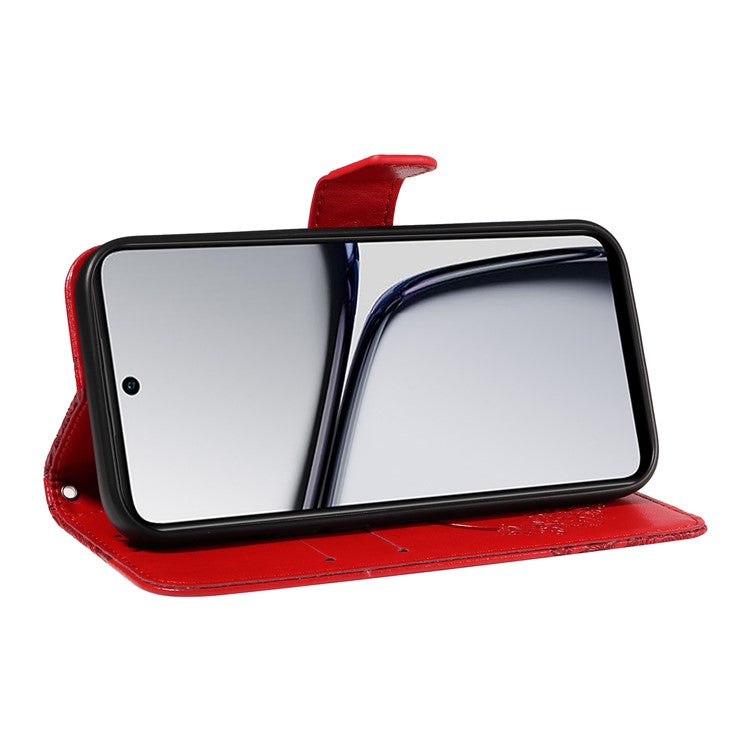 For Realme C65 4G Wholesale Phone Case Butterfly Pattern PU Leather Flip Phone Cover - Red