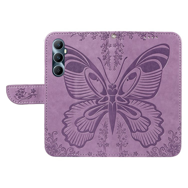 For Realme C65 4G Wholesale Phone Case Butterfly Pattern PU Leather Flip Phone Cover - Light Purple