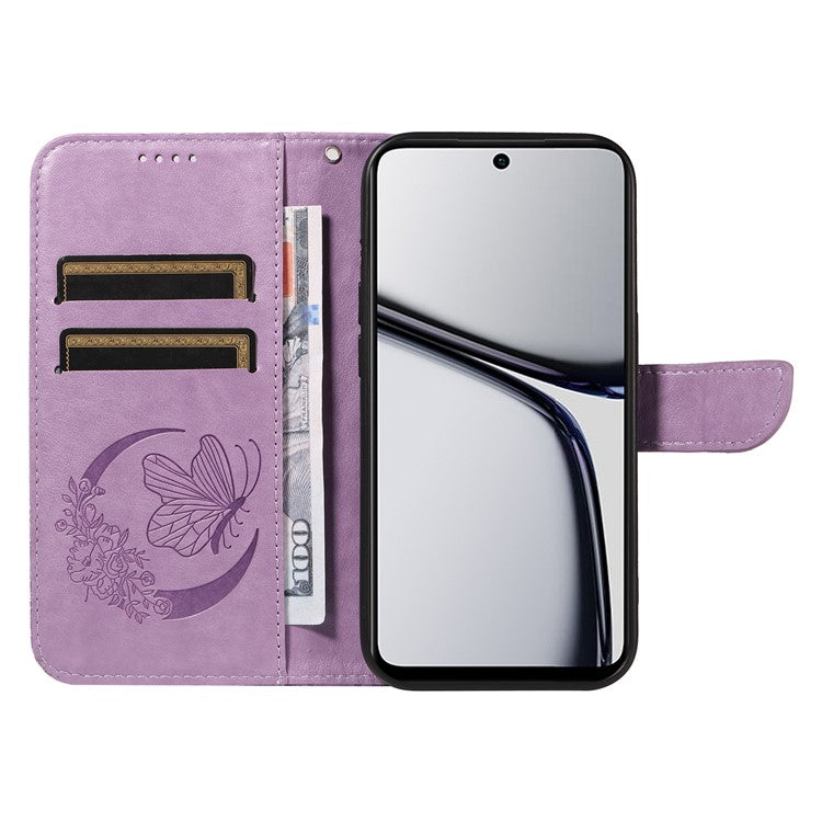 For Realme C65 4G Wholesale Phone Case Butterfly Pattern PU Leather Flip Phone Cover - Light Purple