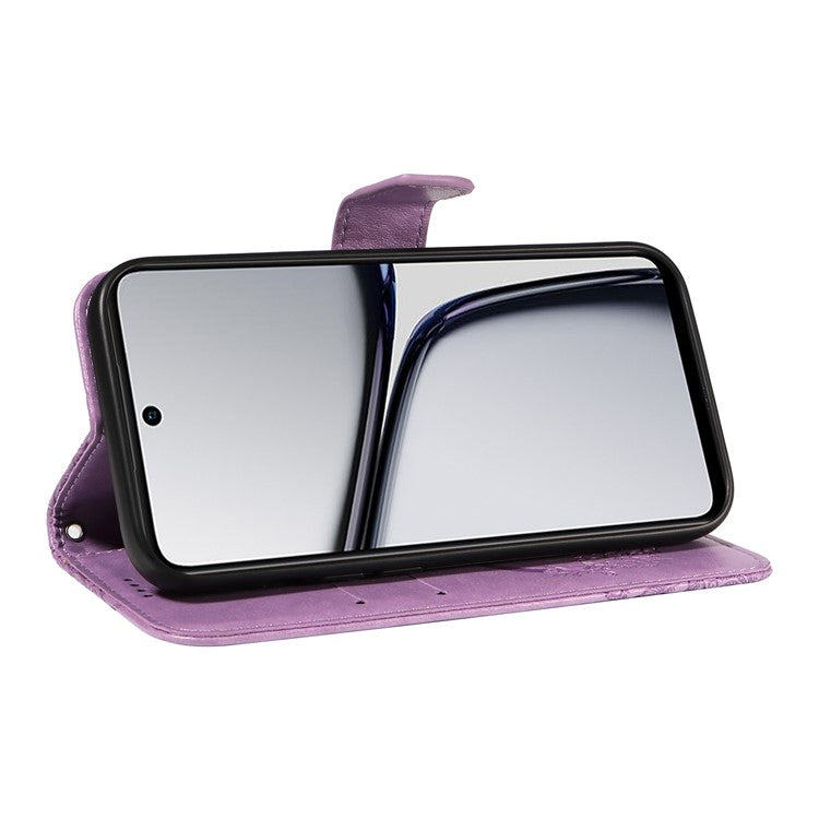 For Realme C65 4G Wholesale Phone Case Butterfly Pattern PU Leather Flip Phone Cover - Light Purple