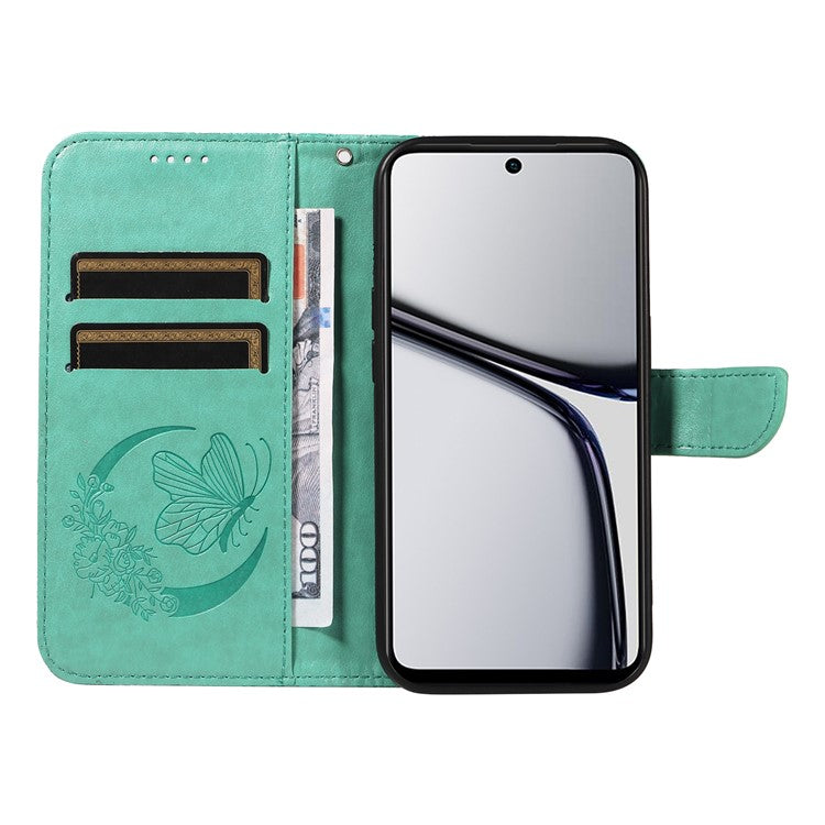 For Realme C65 4G Wholesale Phone Case Butterfly Pattern PU Leather Flip Phone Cover - Green