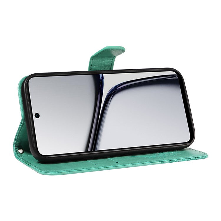 For Realme C65 4G Wholesale Phone Case Butterfly Pattern PU Leather Flip Phone Cover - Green