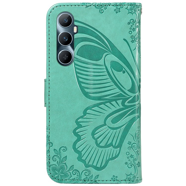 For Realme C65 4G Wholesale Phone Case Butterfly Pattern PU Leather Flip Phone Cover - Green