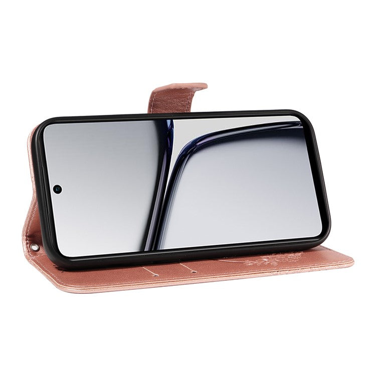 For Realme C65 4G Wholesale Phone Case Butterfly Pattern PU Leather Flip Phone Cover - Rose Gold