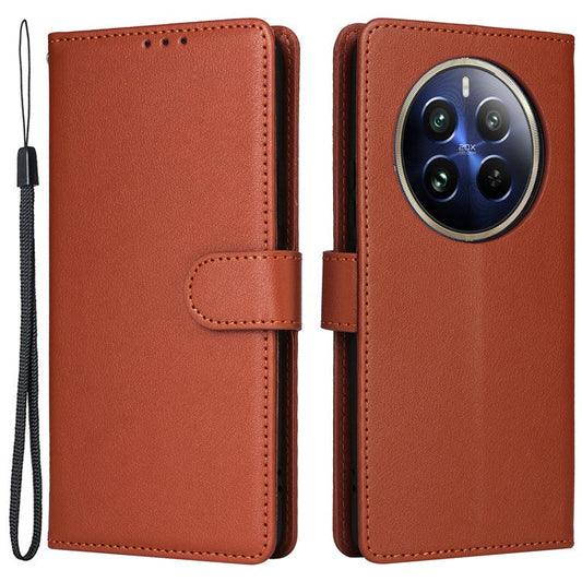 For Realme 12 Pro+ 5G / Realme 12 Pro 5G Case 3 Card Slots PU Leather Wallet Stand Phone Cover - Brown