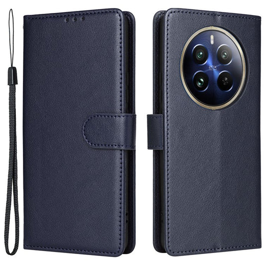 For Realme 12 Pro+ 5G / Realme 12 Pro 5G Case 3 Card Slots PU Leather Wallet Stand Phone Cover - Blue