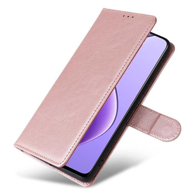 For Realme 12 5G Case 3 Card Slots PU Leather Wallet Stand Phone Cover - Rose Gold