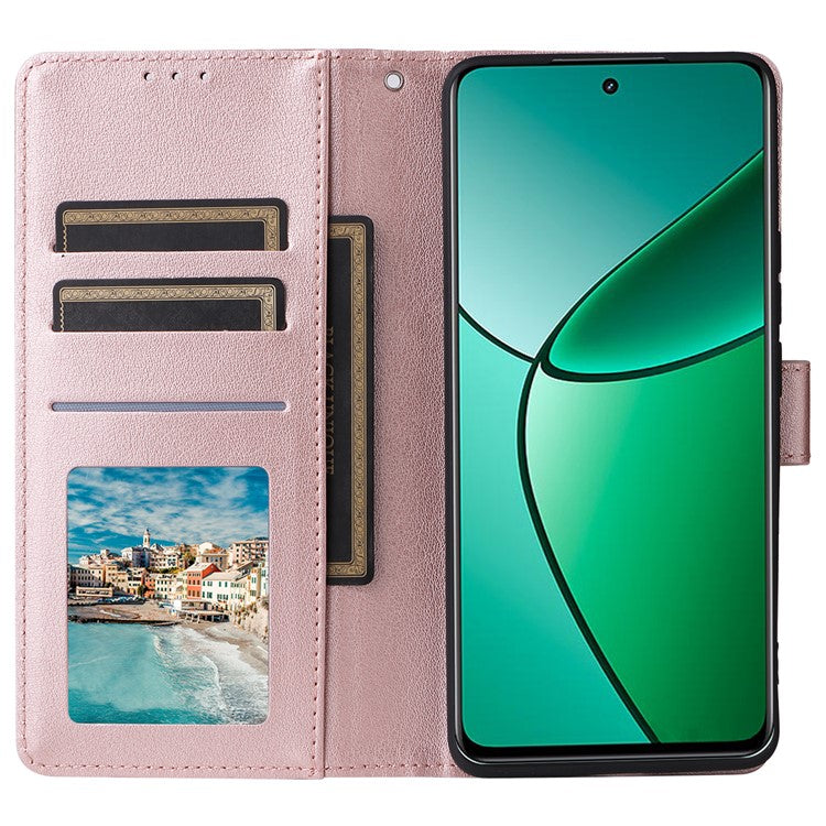 For Realme 12 4G / 12+ 5G Case 3 Card Slots Slim-Fit PU Leather Wallet Stand Phone Cover - Rose Gold