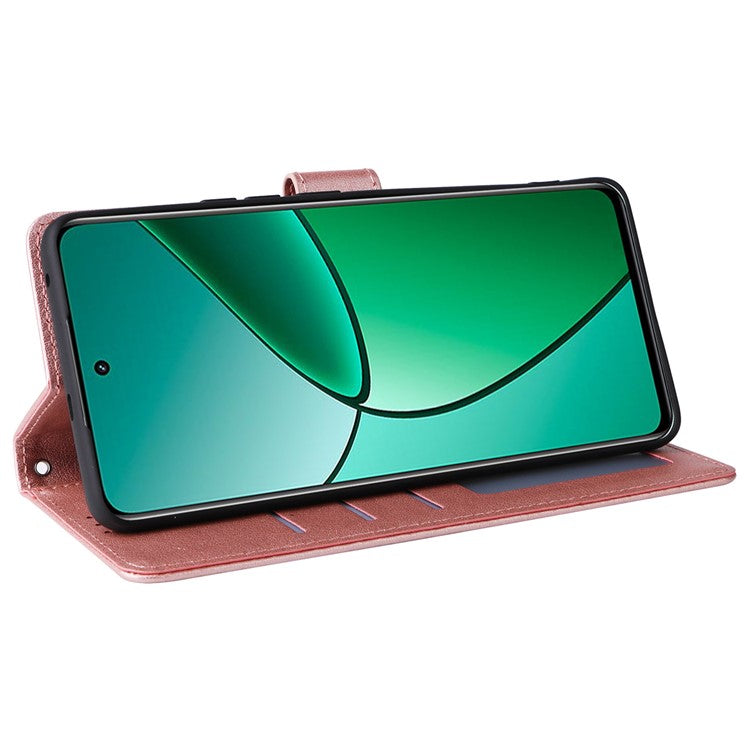 For Realme 12 4G / 12+ 5G Case 3 Card Slots Slim-Fit PU Leather Wallet Stand Phone Cover - Rose Gold