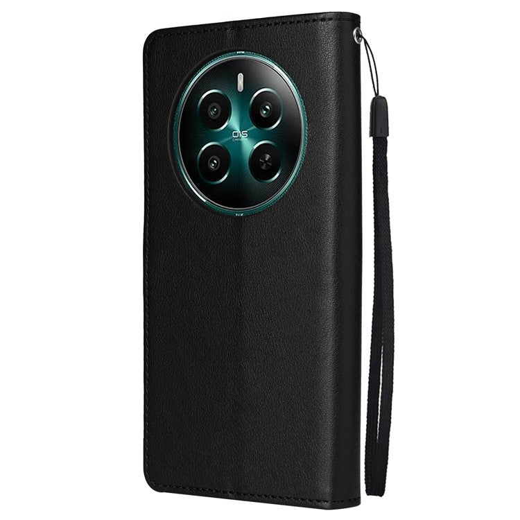 For Realme 12 4G / 12+ 5G Case 3 Card Slots Slim-Fit PU Leather Wallet Stand Phone Cover - Black