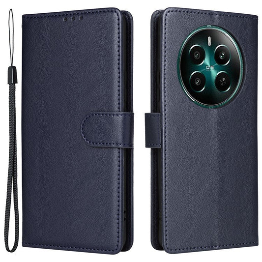 For Realme 12 4G / 12+ 5G Case 3 Card Slots Slim-Fit PU Leather Wallet Stand Phone Cover - Blue