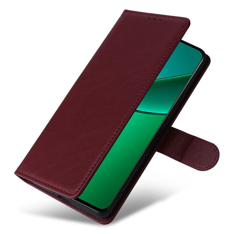 For Realme 12 4G / 12+ 5G Case 3 Card Slots Slim-Fit PU Leather Wallet Stand Phone Cover - Wine Red