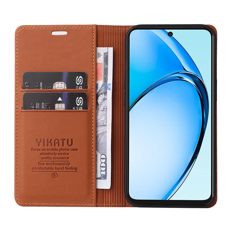 YIKATU YK-001 For Oppo A60 4G Case Stand View Magnetic Protect PU Leather Phone Cover - Brown
