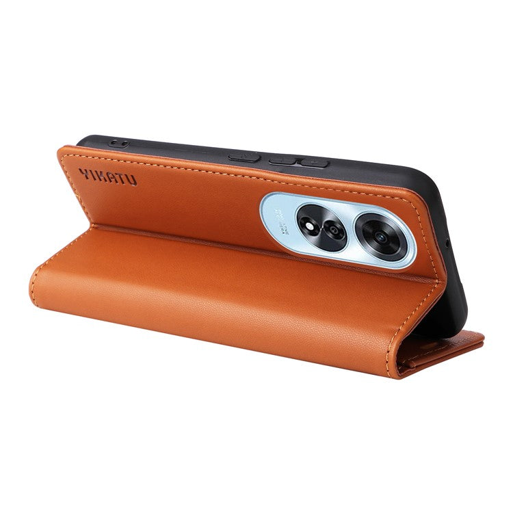 YIKATU YK-001 For Oppo A60 4G Case Stand View Magnetic Protect PU Leather Phone Cover - Brown