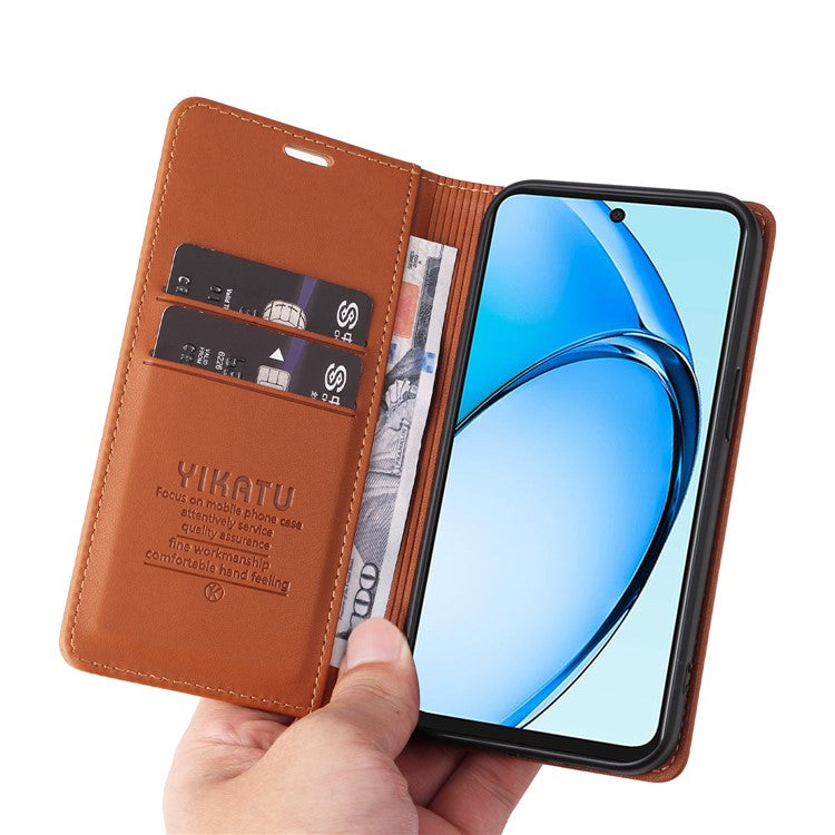 YIKATU YK-001 For Oppo A60 4G Case Stand View Magnetic Protect PU Leather Phone Cover - Brown