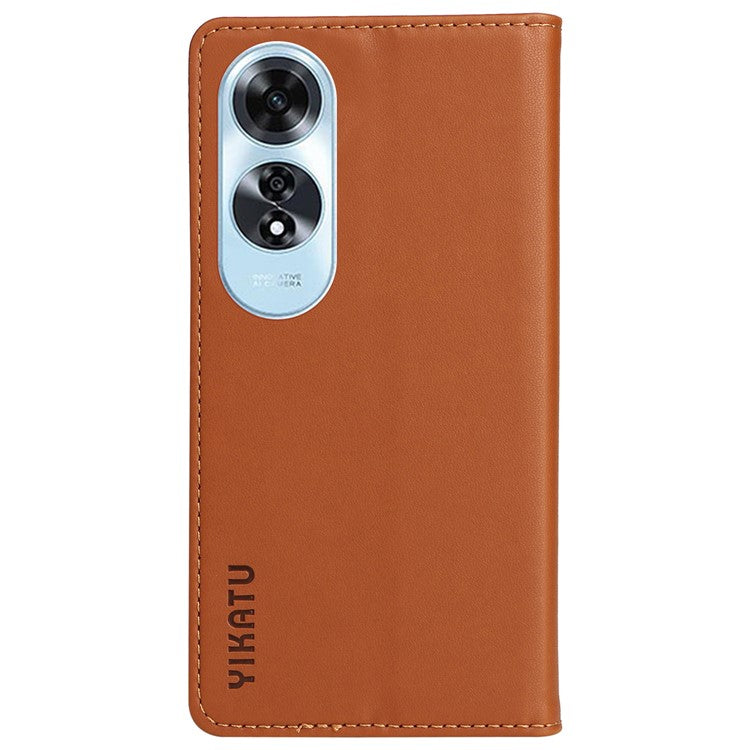 YIKATU YK-001 For Oppo A60 4G Case Stand View Magnetic Protect PU Leather Phone Cover - Brown