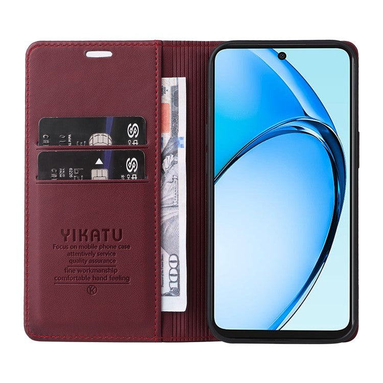 YIKATU YK-001 For Oppo A60 4G Case Stand View Magnetic Protect PU Leather Phone Cover - Wine Red