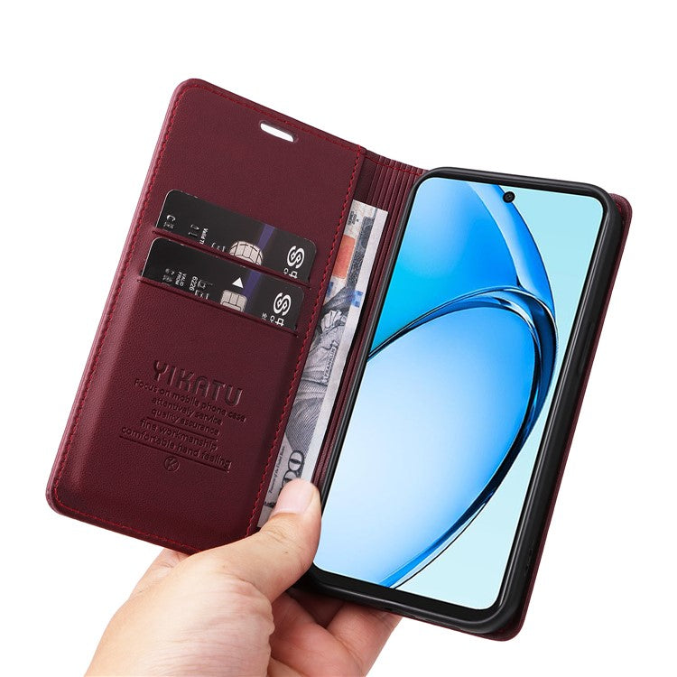 YIKATU YK-001 For Oppo A60 4G Case Stand View Magnetic Protect PU Leather Phone Cover - Wine Red