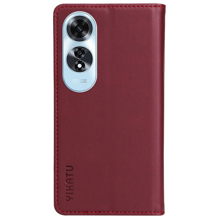 YIKATU YK-001 For Oppo A60 4G Case Stand View Magnetic Protect PU Leather Phone Cover - Wine Red