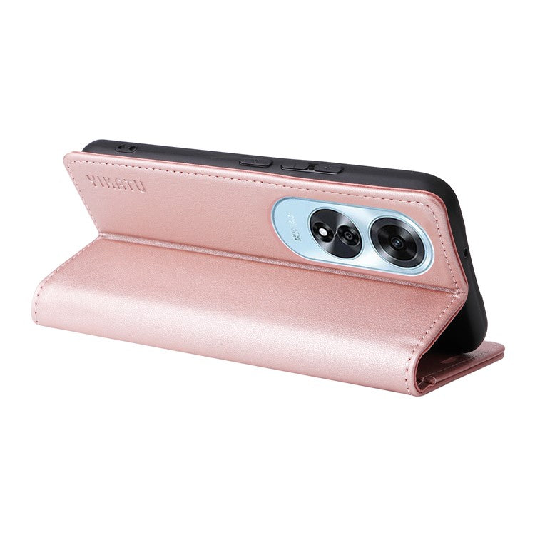 YIKATU YK-001 For Oppo A60 4G Case Stand View Magnetic Protect PU Leather Phone Cover - Rose Gold