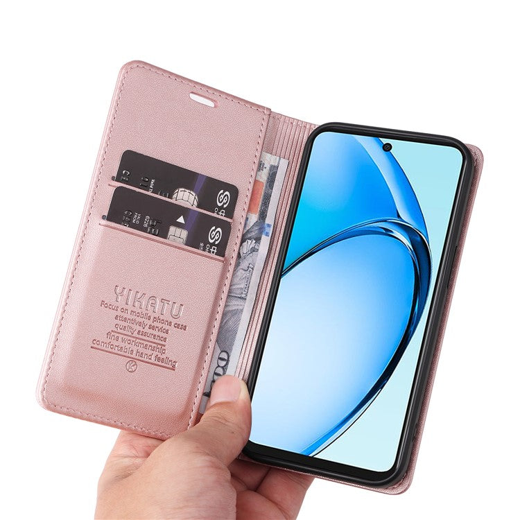YIKATU YK-001 For Oppo A60 4G Case Stand View Magnetic Protect PU Leather Phone Cover - Rose Gold