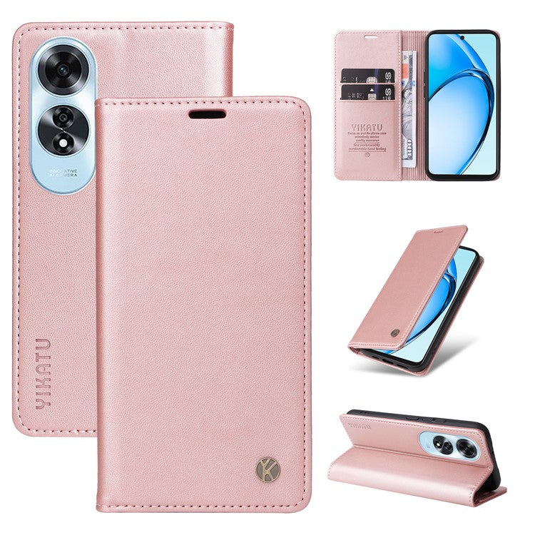 YIKATU YK-001 For Oppo A60 4G Case Stand View Magnetic Protect PU Leather Phone Cover - Rose Gold