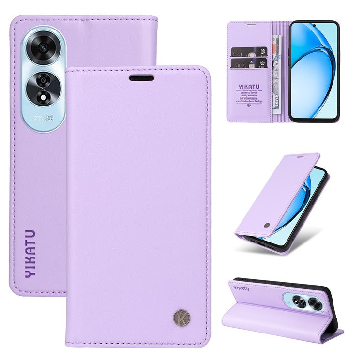 YIKATU YK-001 For Oppo A60 4G Case Stand View Magnetic Protect PU Leather Phone Cover - Light Purple