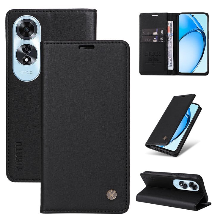 YIKATU YK-001 For Oppo A60 4G Case Stand View Magnetic Protect PU Leather Phone Cover - Black