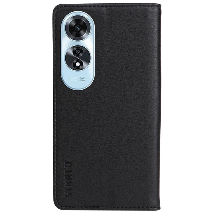 YIKATU YK-001 For Oppo A60 4G Case Stand View Magnetic Protect PU Leather Phone Cover - Black