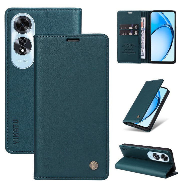 YIKATU YK-001 For Oppo A60 4G Case Stand View Magnetic Protect PU Leather Phone Cover - Green