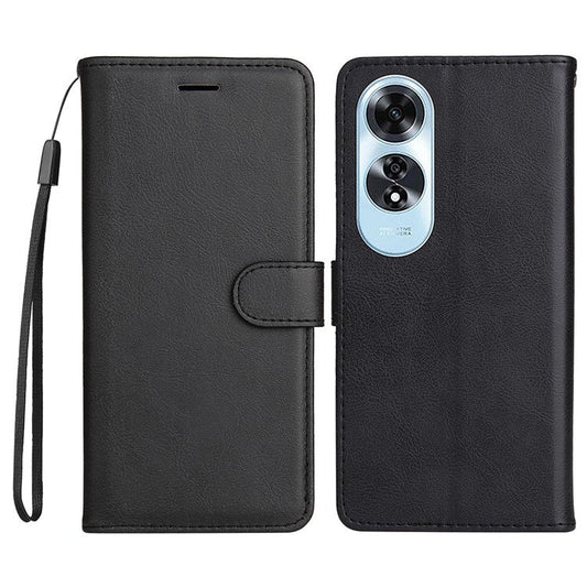 KT Leather Series-2 for Oppo A60 4G Leather Case Solid Color Shockproof Phone Cover - Black