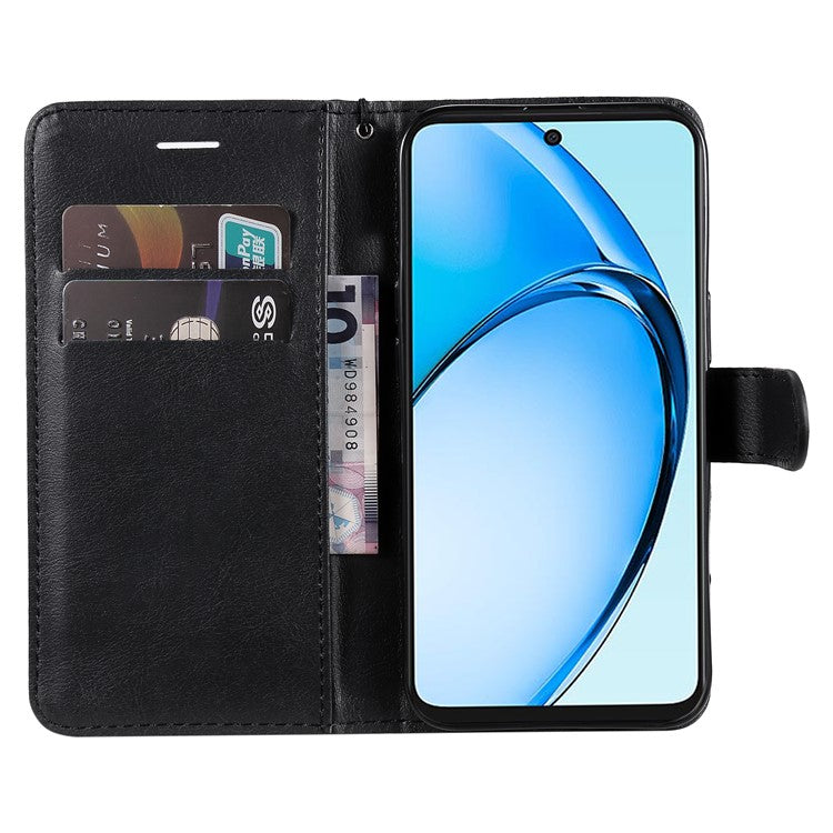 KT Leather Series-2 for Oppo A60 4G Leather Case Solid Color Shockproof Phone Cover - Black