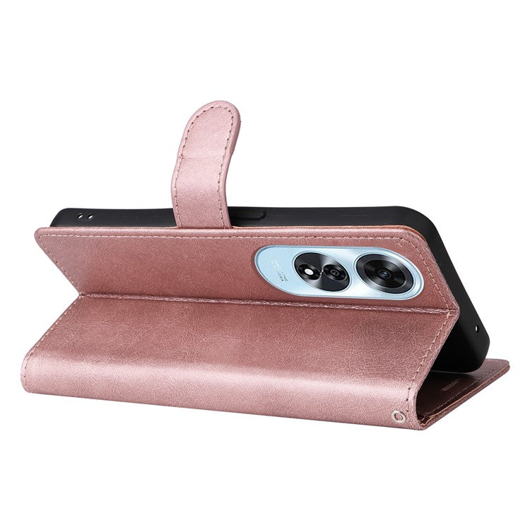 KT Leather Series-2 for Oppo A60 4G Leather Case Solid Color Shockproof Phone Cover - Rose Gold