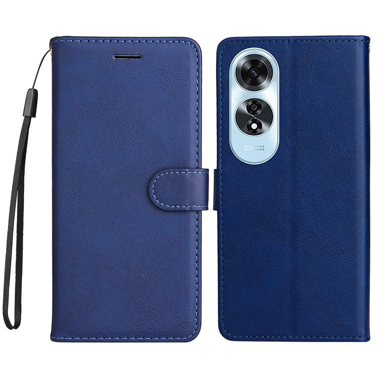 KT Leather Series-2 for Oppo A60 4G Leather Case Solid Color Shockproof Phone Cover - Blue