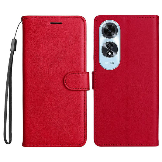 KT Leather Series-2 for Oppo A60 4G Leather Case Solid Color Shockproof Phone Cover - Red